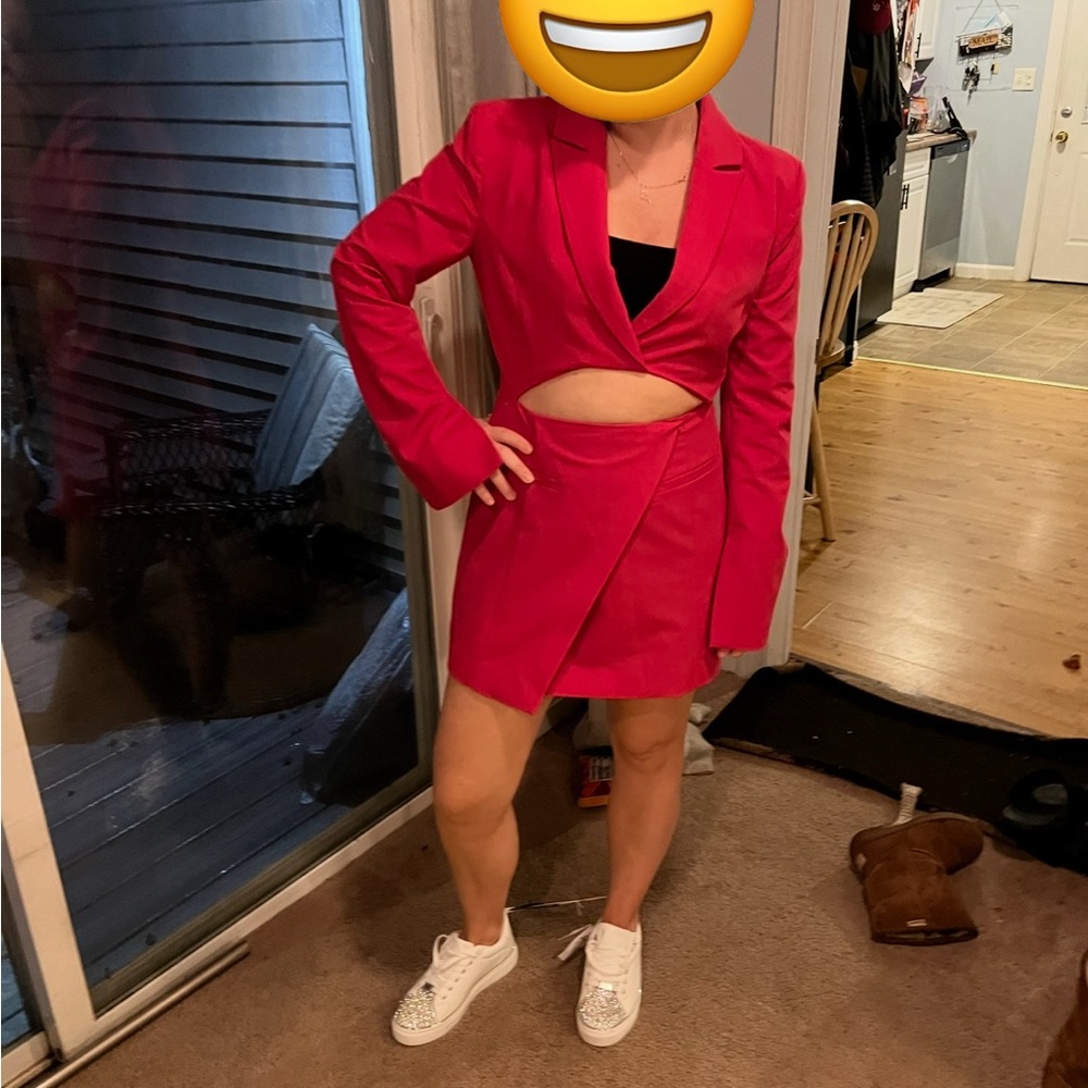 Chic Rasberry Cutout Blazer Dress